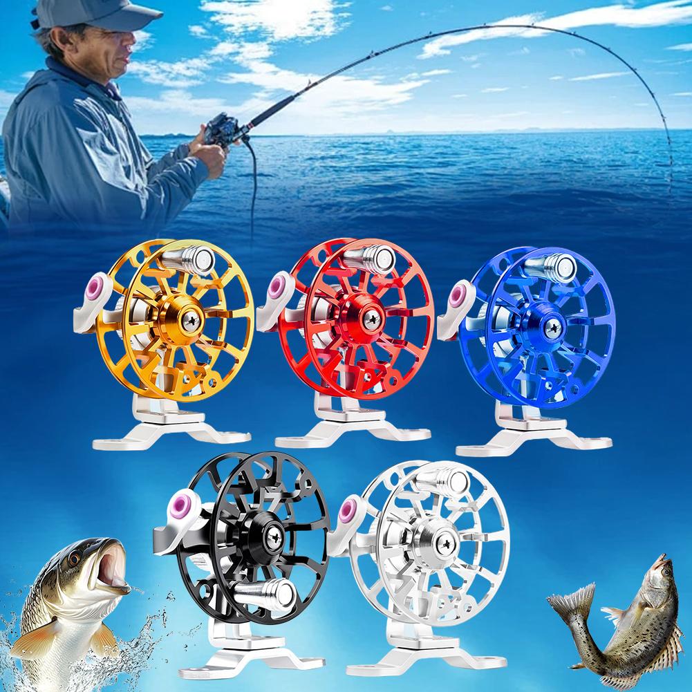 Ice Fishing Line - ミニフルメタル釣りリール ポータブルラフトアイスリール 超軽量フライフィッシングホイール スプールラインキーパー アウトドア釣り道具