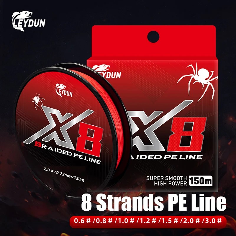 Ice Fishing Line - LEYDUN 色褪せない赤釣り糸 8 ストランド編組 PE 150